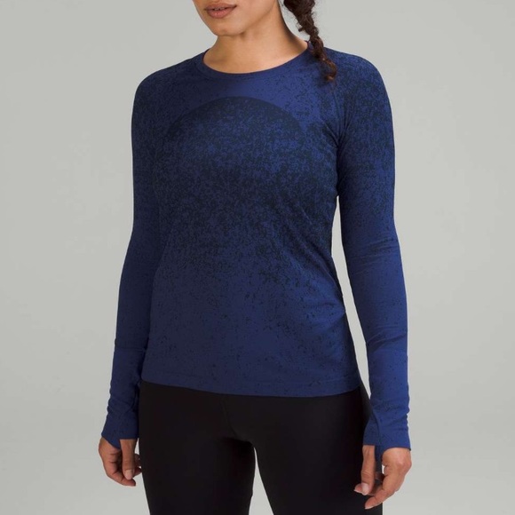 NWT swiftly tech long sleeve gradient block psychic/true navy size 4 lululemon - Picture 10 of 15